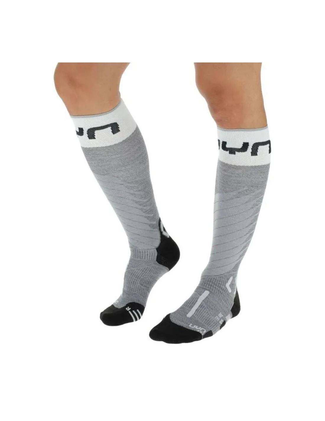 Chaussettes De Ski Uyn Ski One Merino Men Socks Grey Melange / White 2 Chaussettes De Ski Uyn Ski One Merino Men Socks Grey Melange / White – Image 2