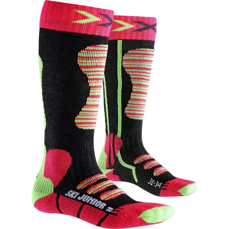 Chaussettes De Ski X-socks Ski Junior Corail Vert 1 Chaussettes De Ski X-socks Ski Junior Corail Vert