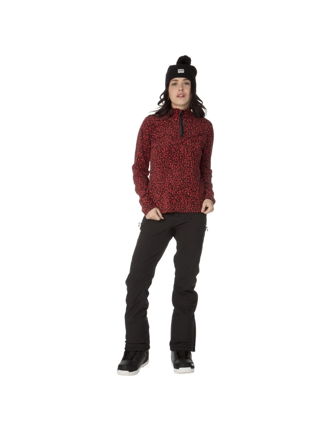 Polaire Protest Hamba 1/4 Zip Top Tulip Red 3 Polaire Protest Hamba 1/4 Zip Top Tulip Red – Image 3