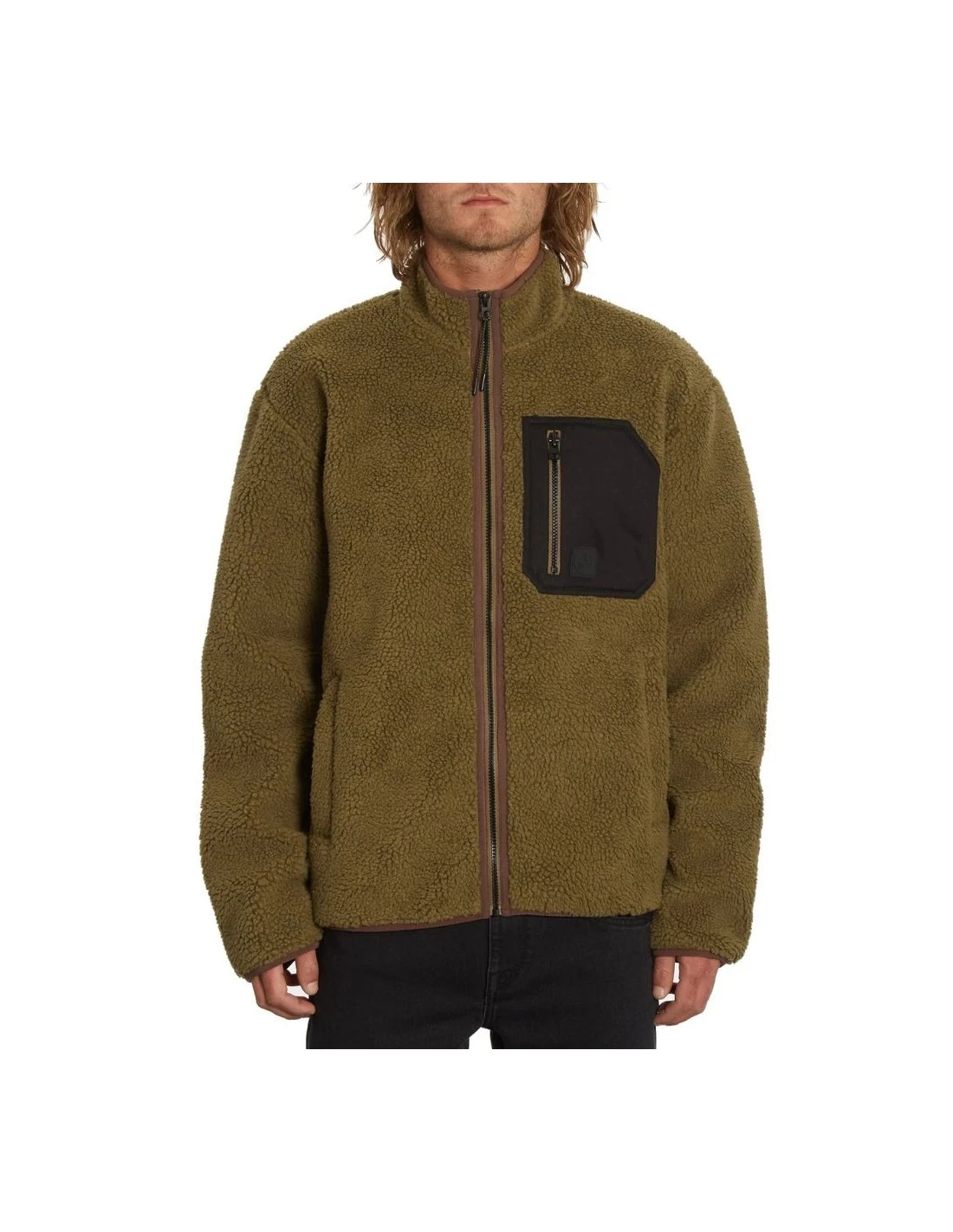 Volcom Veste Polaire Muzzer Fuzzar Zip Service Green 1 Volcom Veste Polaire Muzzer Fuzzar Zip Service Green